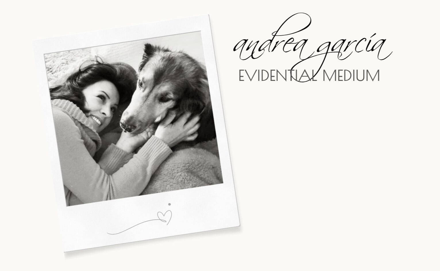 Andrea con Balian, el alma que inspiró su camino como médium evidencial. Cariñosamente lo llamaba “Sunshine”, un nombre que resuena en su trabajo.